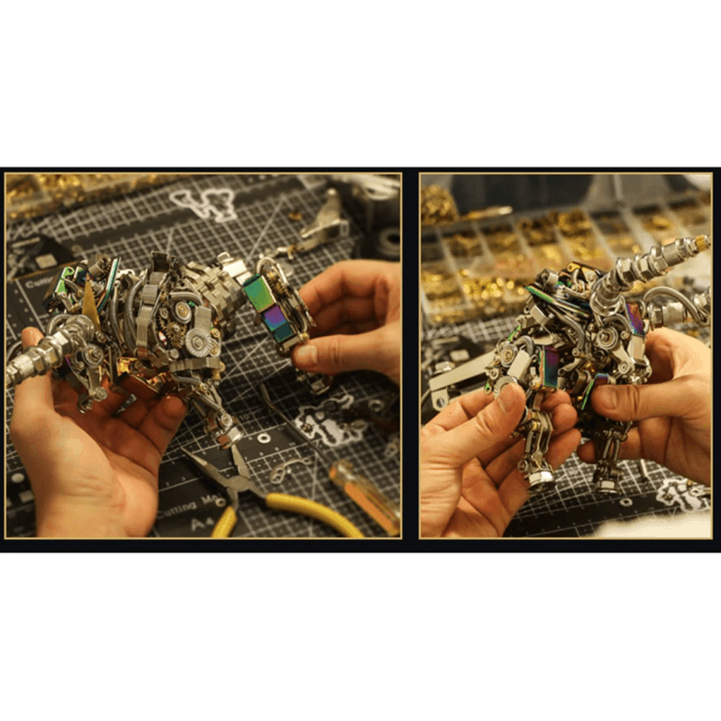 大人向けの1087ピースのメタル製3D DIY機械式ブルアニマルモデル組み立てキット - ビルディングブロック