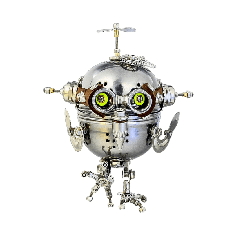 3D DIYスチームパンク機械式フクロウエッグ金属パズル組み立てモデルキット(110ピース以上) - ビルディングブロック