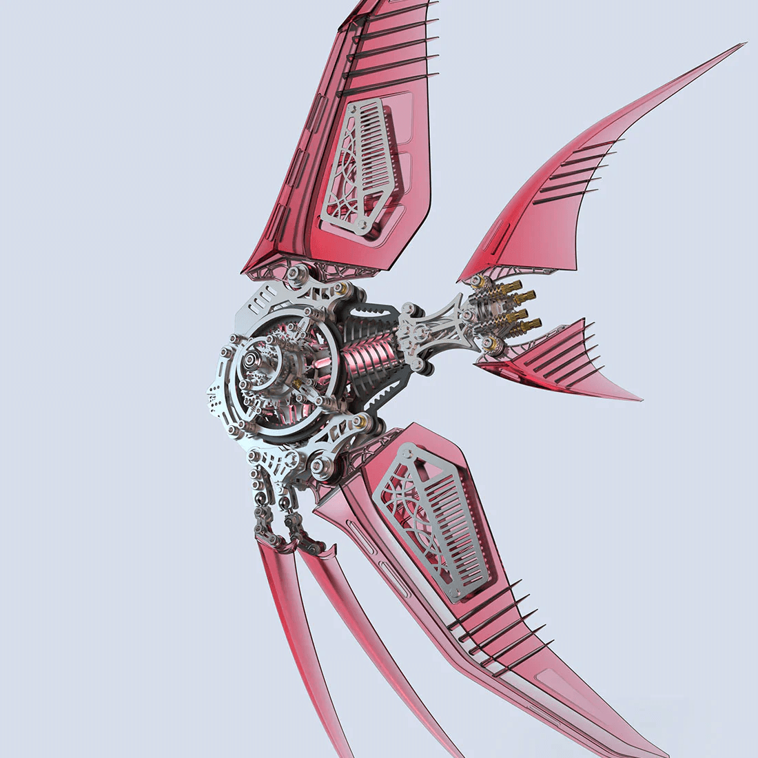DIY プテロフィルム・ブルーエンゼルフィッシュ 3D メタルパズル(機械的なヒレ付き)529個 - ビルディングブロック