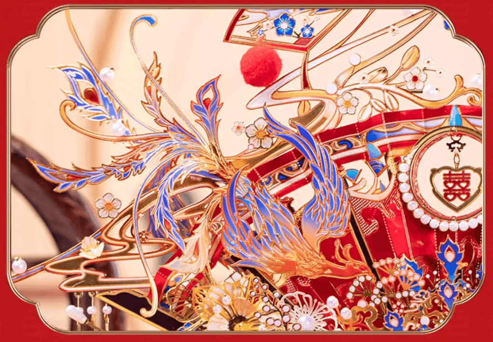 174個以上のパーツを含む3Dメタルモデル「喜扇-鳳求凰」組み立てキット - ビルディングブロック