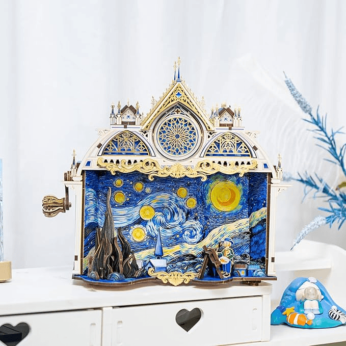 298PCS 大人向け3Dパズル 星月夜 ヴィンセント・ヴァン・ゴッホのクラフト作品 メタルパズルモデルキット - ビルディングブロック