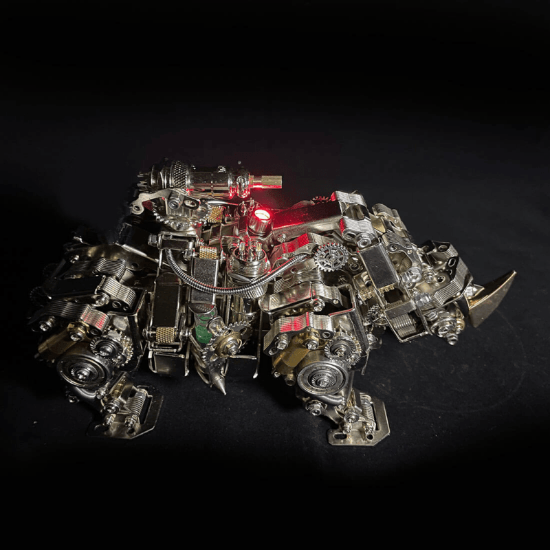 機械ライノ 3D DIYメタルパズル 動物組み立てモデル 700個以上 - ビルディングブロック