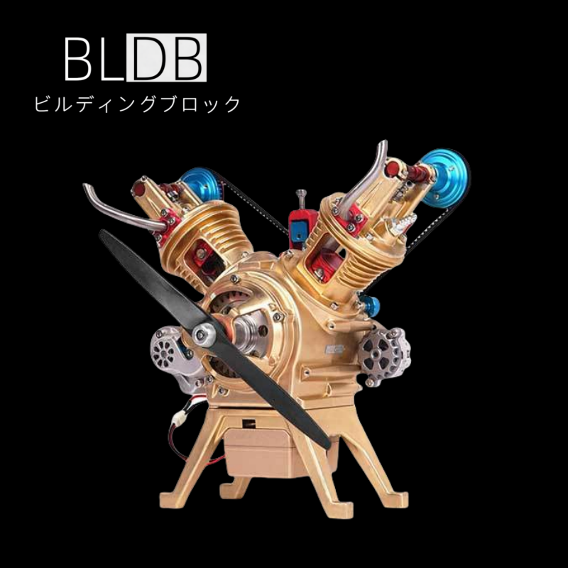V2 カーエンジン組み立てキット フルメタルシリンダーエンジンビルドキット コレクション用ギフト (217個)