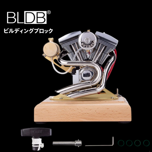 木製ベースに固定されたRETROL R33 OHV 4ストロークエンジン