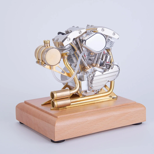 木製ベースに固定されたRETROL R32 OHV 4ストロークエンジン