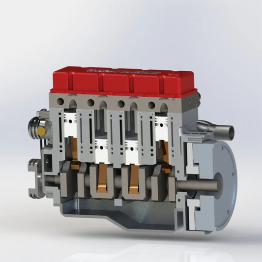 赤いヘッドカバーを備えたCISON L4-175-OHVを斜め前方から見た外観