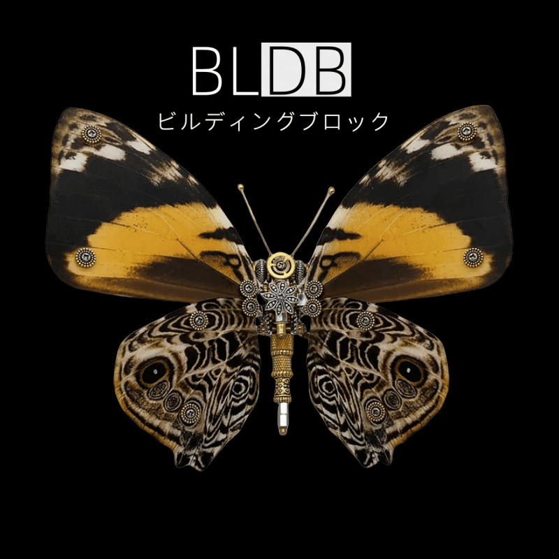BLDBスチームパンク蝶3Dメタルモデルの透明な羽と金属胴体