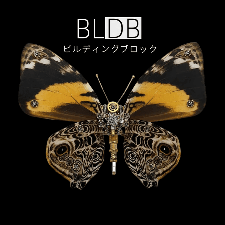 BLDBスチームパンク蝶3Dメタルモデルの透明な羽と金属胴体