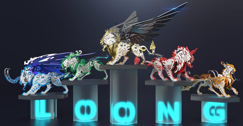中国神話の虎形神獣をモチーフにした3D金属模型