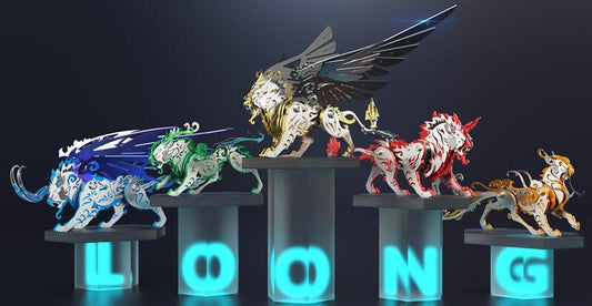 中国神話の虎形神獣をモチーフにした3D金属模型