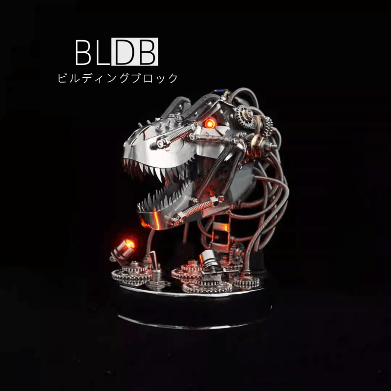 口を開閉できる180ピース以上のスチームパンクT-REXヘッド金属模型