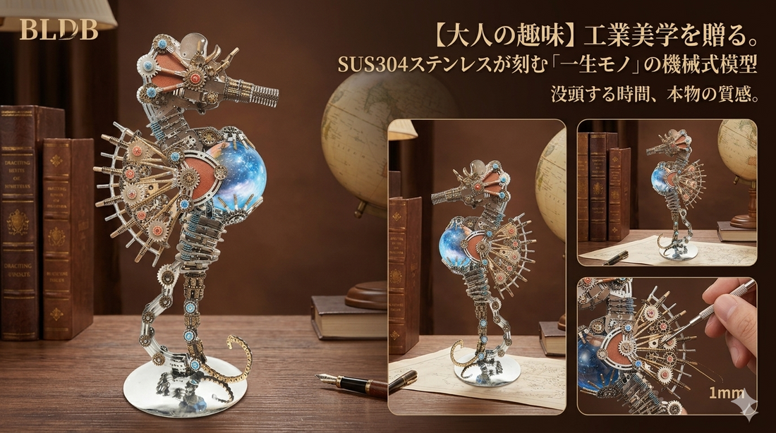 BLDB スチームパンク 海馬 メタルモデル 書斎 インテリア