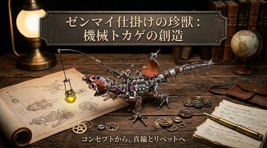 精密な1mm金属パーツで組まれたトカゲの3Dメタルモデル