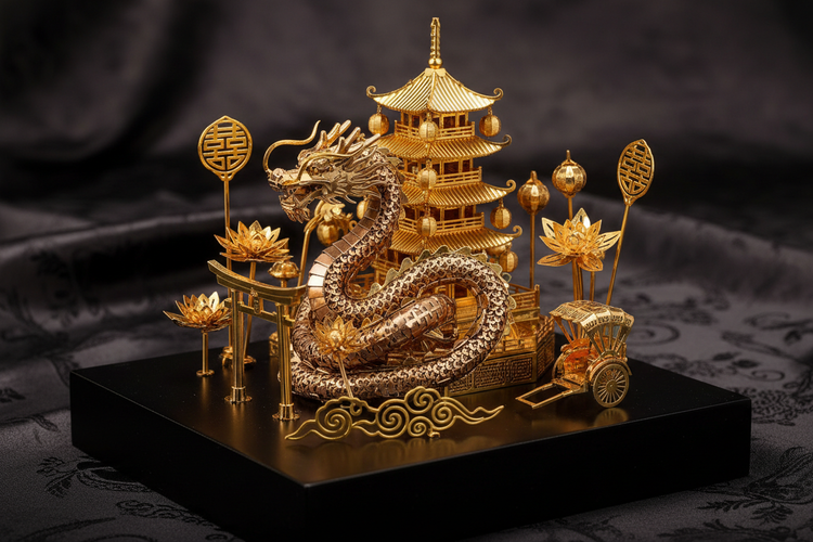 東洋風3D金属パズル アジア伝統メタルモデル 中国日本文化