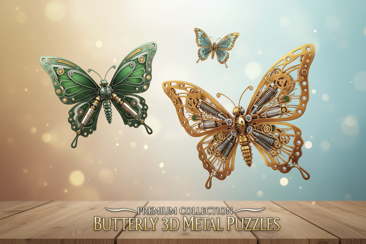 3D金属パズル 蝶コレクション スチームパンク メカニカルバタフライ ゴールド ブロンズ グリーン インテリア飾り