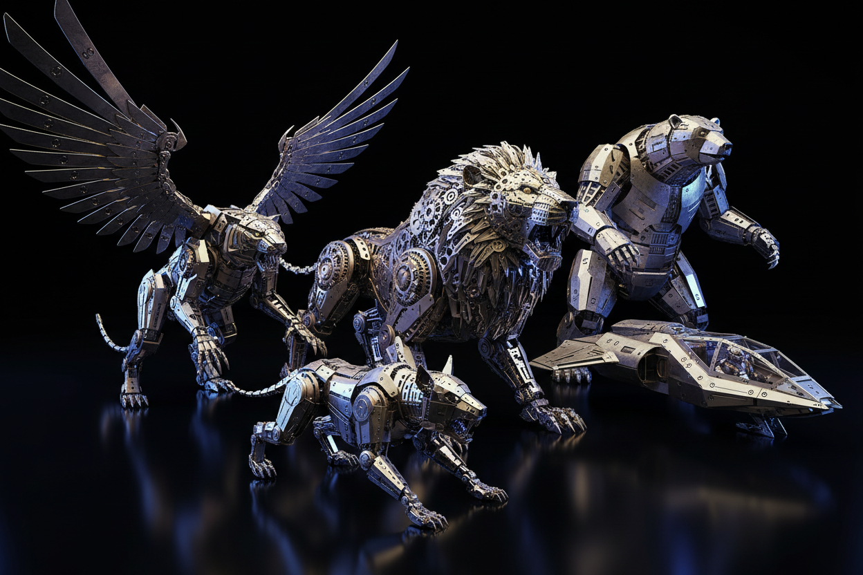 バトルリーダー3D金属パズル｜機械ライオン・飛天虎・警察犬メカニカルモデル厳選コレクション