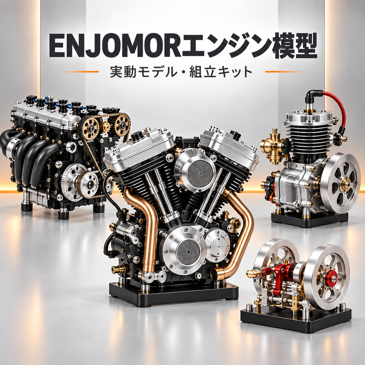 ENJOMORエンジン模型｜V型・直列・単気筒のメカニカルモデル