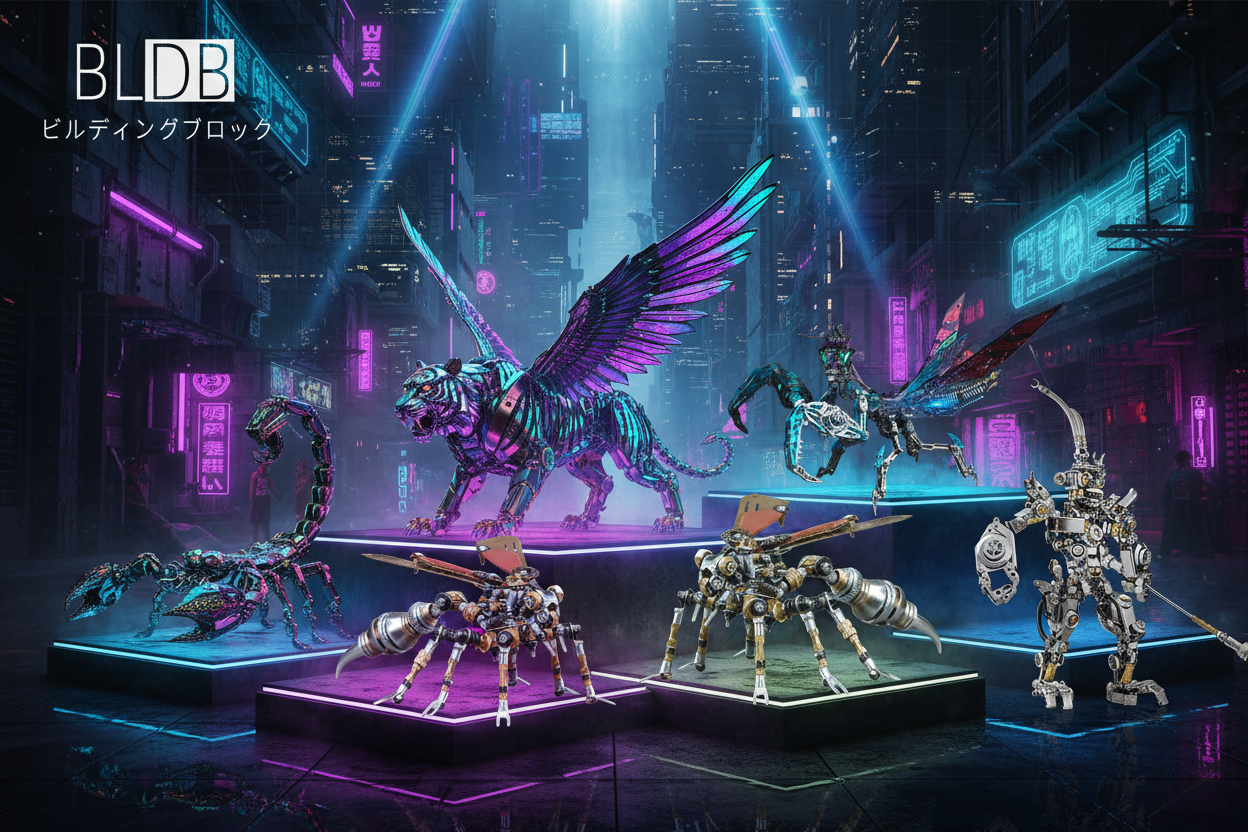 サイバーパンク 3Dメタルパズル コレクション – ネオン輝く未来都市をモチーフにした精密金属模型キット | ビルディングブロック