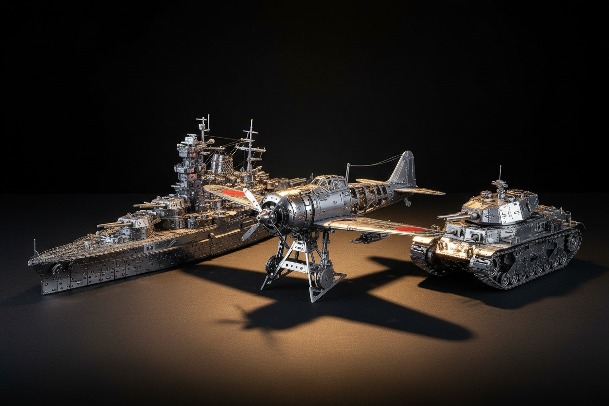 戦車・戦艦・戦闘機の精密ステンレス製3Dミリタリーモデルキット集