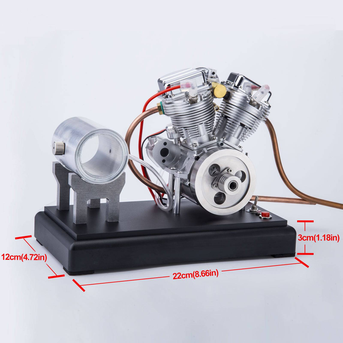 CISON FG-VT9の45度Vツインシリンダーと空冷フィンの接写