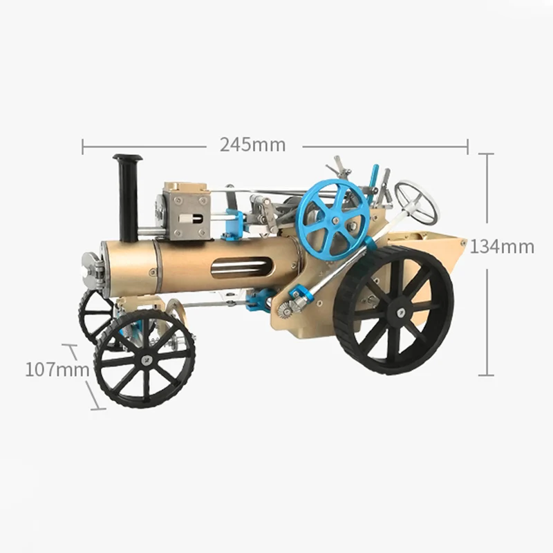 蒸気自動車メタルモデルのサイズ寸法を示した商品画像