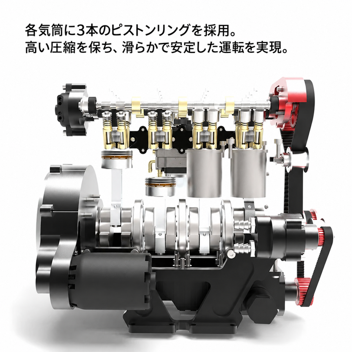 ENJOMOR GS-L4 DOHC 直列4気筒 ガソリンエンジン模型｜4ストローク・水冷・最高12,000rpm