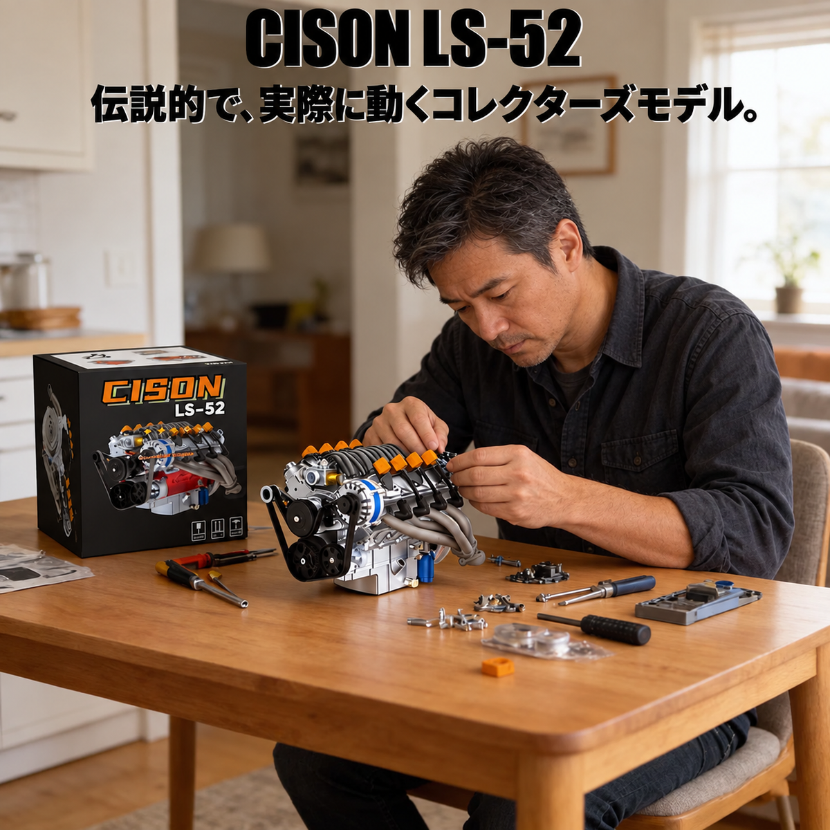CISON LS-52 1/5スケールV8エンジンの寸法参考図