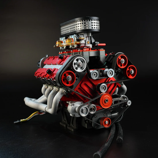 ENJOMOR V8-9078 PROの正面斜めビューと統合排気マニホールド