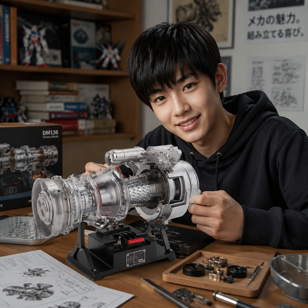  DIYターボシャフトエンジンモデル 大人向けミリタリーエンジン組み立てキット