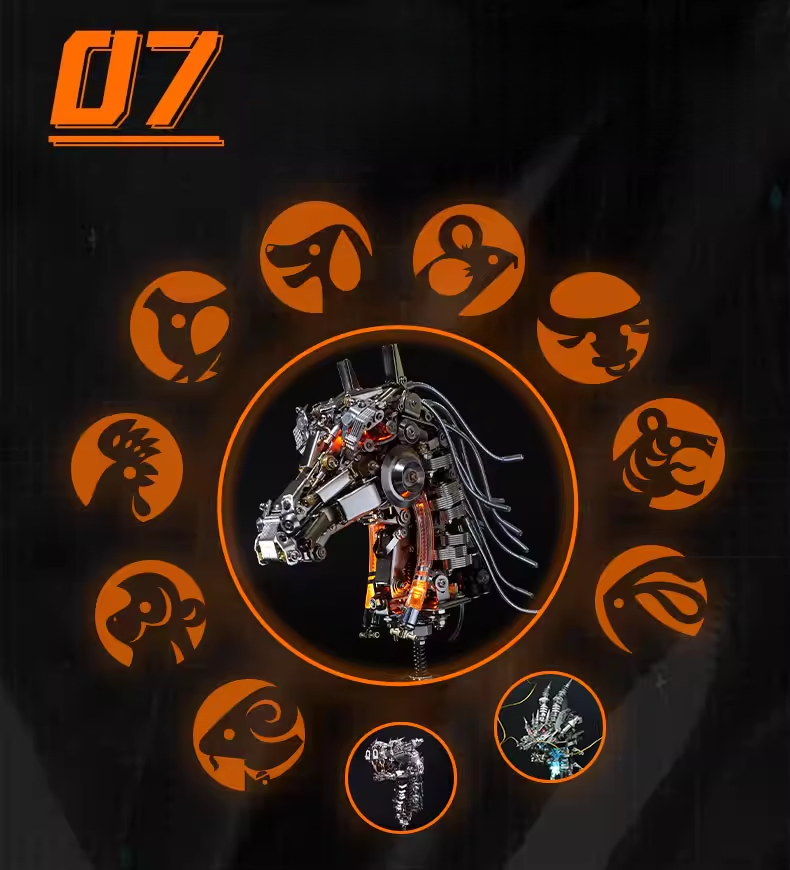 2026年 新年の贈り物：十二支馬頭金属模型 - 限定版（双子の十二支）