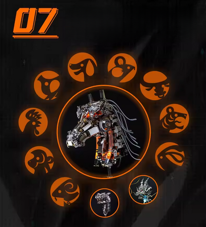 2026年 新年の贈り物：十二支馬頭金属模型 - 限定版（双子の十二支）