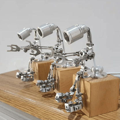 メカニカルミニロボットランプモデル  ライトコンパニオン 3D リサイクルメタル彫刻