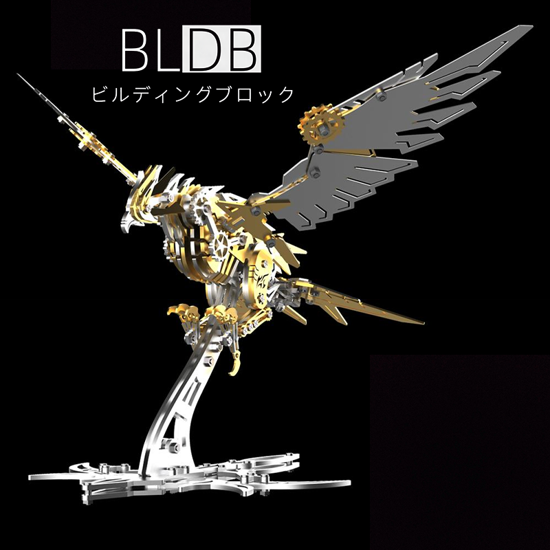 BLDB-3D金属製潮流玩具「プレデターホーク」立体メカモデル 組み立て式デスクトップディスプレイ 男性向けギフト
