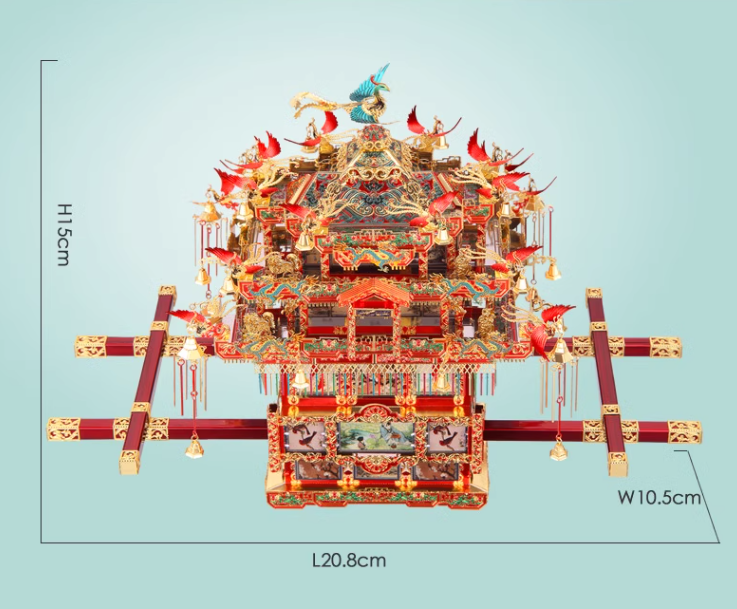288ピースの3Dメタルパズル 花嫁の花轎モデル DIY 3Dレーザーカット 組み立てジグソーパズル おもちゃ デスクトップ装飾 子供向けギフト