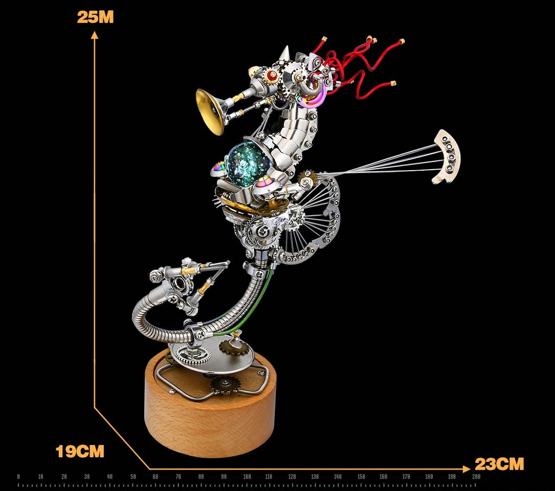 BLDB スチームパンク・タツノオトシゴ メタルパズルモデルキット（オルゴール土台付き）