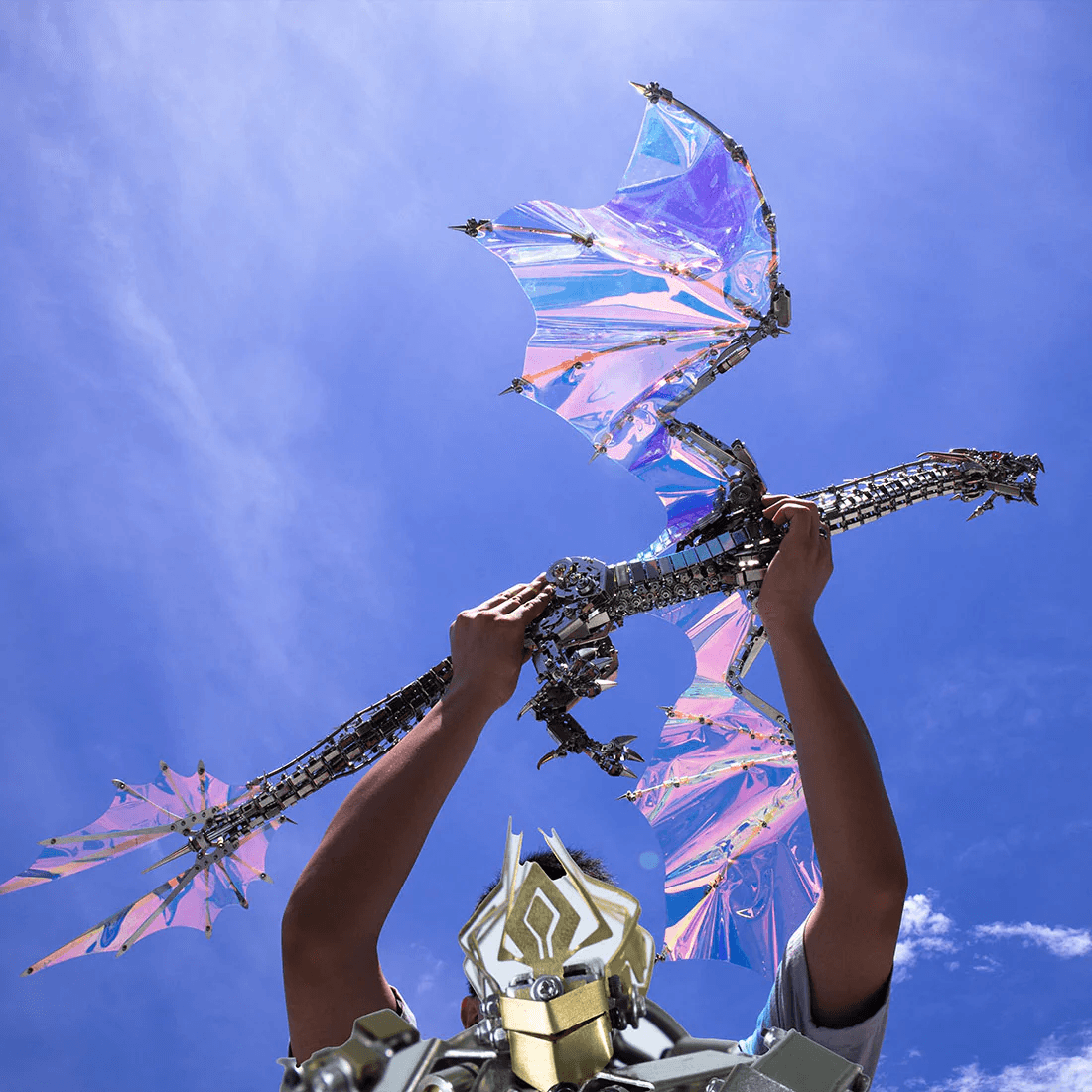 ファンタジー大型ドラゴン「天空のオーロラ」3Dメタル機械パズル  難易度：高、3000+ピース、長さ126cm