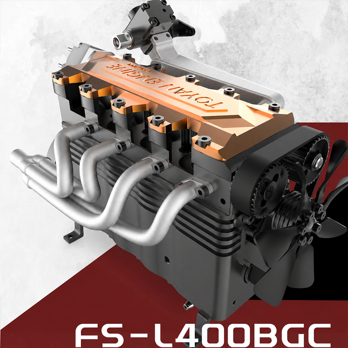 本体サイズ16.35×5.05×10cmのTOYAN FS-L400BGC直列4気筒エンジン