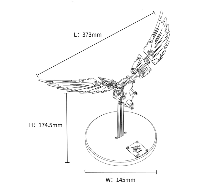 3Dステンレススチールメカニカルパズル フレイミング・シャドウ - 機械式羽ばたき翼模型 DIYクリエイティブギフト - ビルディングブロック