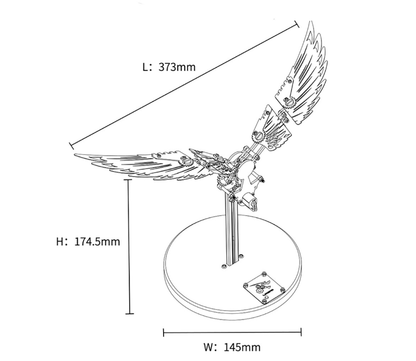 3Dステンレススチールメカニカルパズル フレイミング・シャドウ - 機械式羽ばたき翼模型 DIYクリエイティブギフト - ビルディングブロック