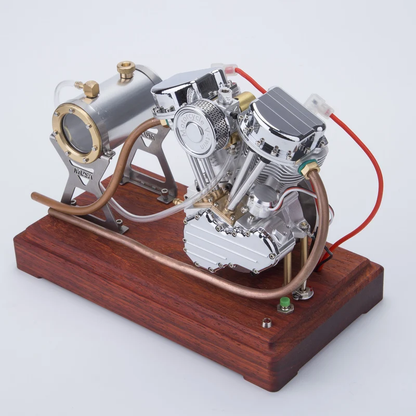 木製ベースに搭載したCISON FG-VT9 9ccガソリンエンジン模型の完成イメージ