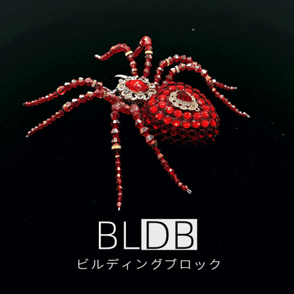 スチームパンク風 ビーズクリスタル赤いクモ模型 組み立てキット（ミュージックボックス付き・260ピース）