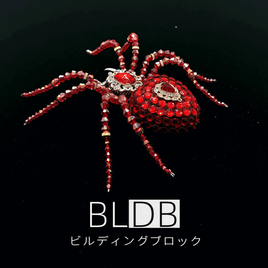 スチームパンク風 ビーズクリスタル赤いクモ模型 組み立てキット（ミュージックボックス付き・260ピース）