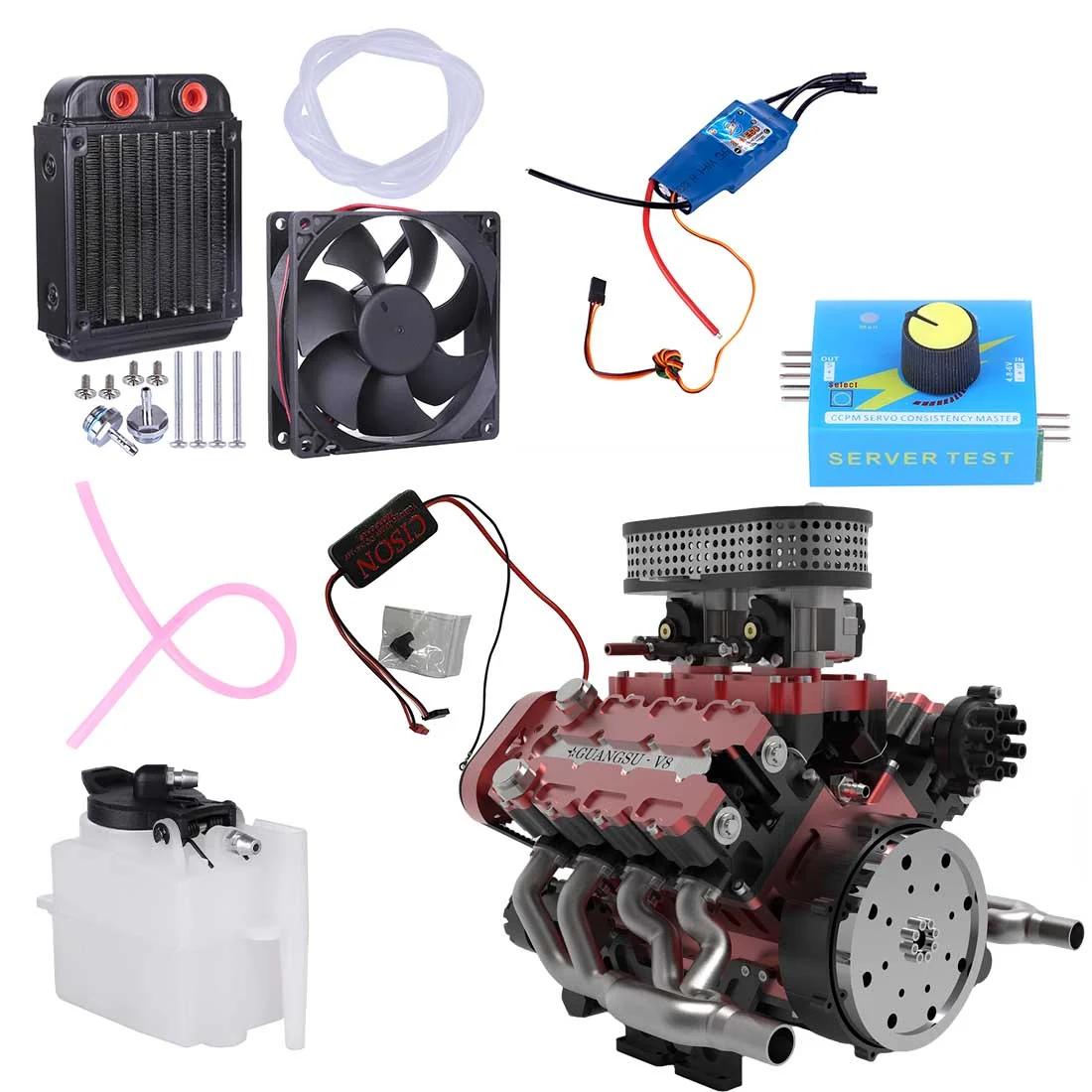 V8-9078 PROのスターターモーターと取付部品の構成例