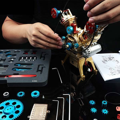 V2 カーエンジン組み立てキット フルメタルシリンダーエンジンビルドキット コレクション用ギフト (217個)