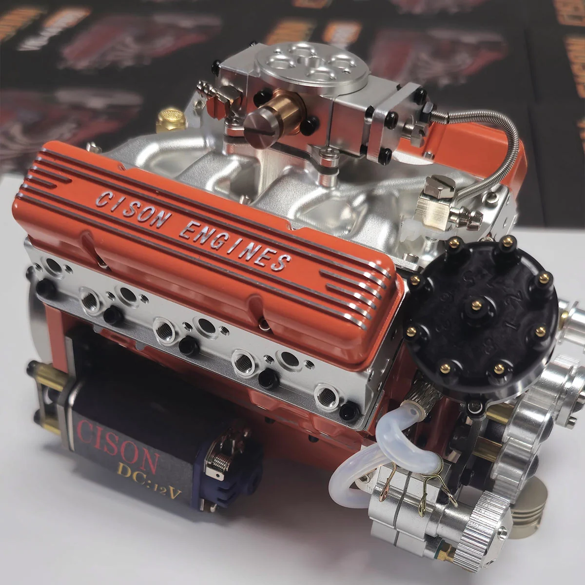 CISON V8-OHV-44 PRO 44cc 1/6スケール V8ガソリンエンジン組立キット｜4ストローク OHV 水冷