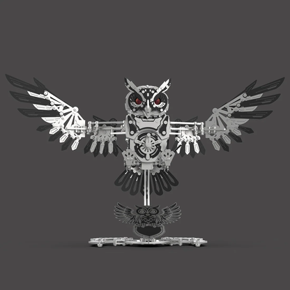 スチームパンク風フクロウ金属製組立模型の背面ディテール