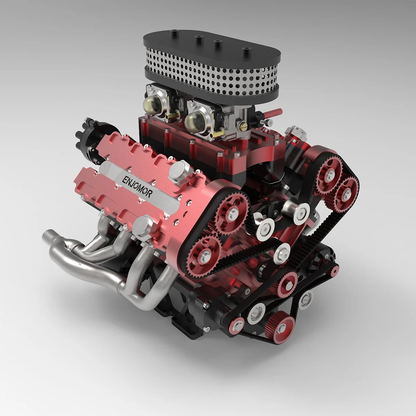 大型RCモデル用ENJOMOR 78cc V8実働エンジンの展示イメージ