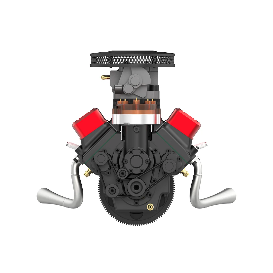 赤いヘッドカバーを備えたTOYAN V8ガソリンエンジン模型