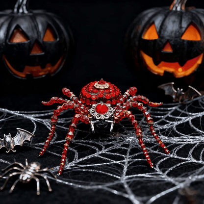 スチームパンク風 ビーズクリスタル赤いクモ模型 組み立てキット（ミュージックボックス付き・260ピース）