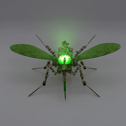 蛍光ライト照射時に光る複眼を持つ金属蚊モデル